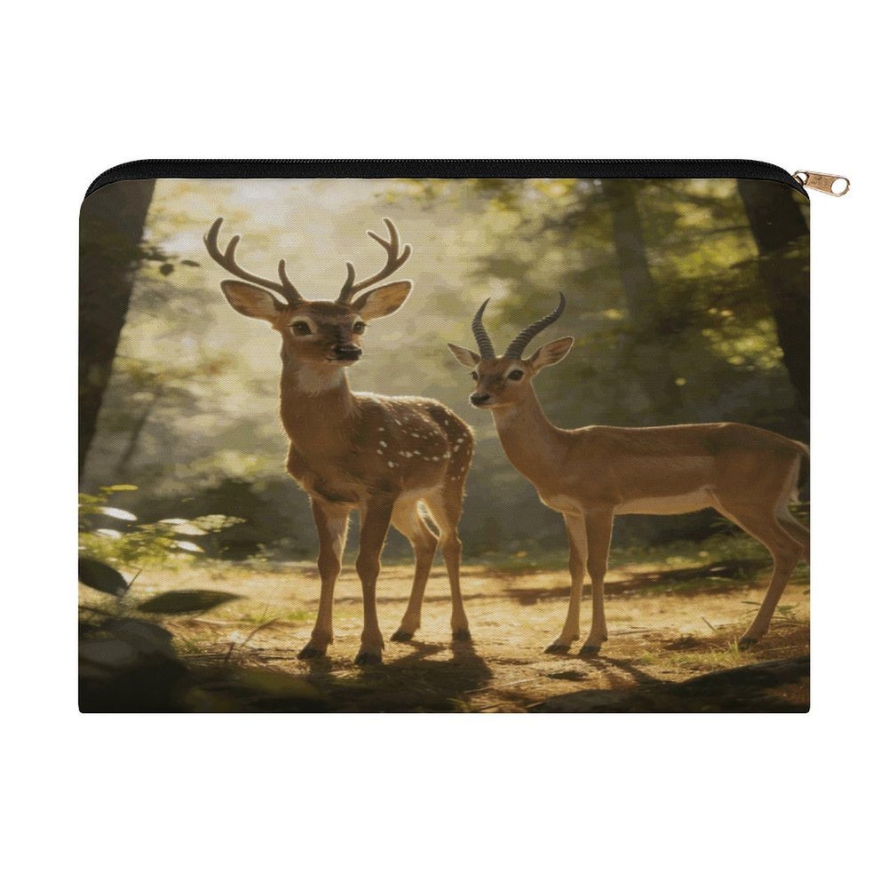 HGSKRENM Moose And Antelope Coexist Makeup Brush Bag,Portable Cosmetic Bag,Travel Makeup Case Organizer With Zipper,Travel Makeup Bag for Women