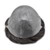 Super Thin Skin Mens Toupee 0.03mm Ultra Thin Skin Hair System For Men Human Hair Black Brown Blonde Gray V-looped Hairpiece 8''x10''-70%,120# Jet Black With 20% Gray view 3