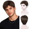 BECUS Mens Wig Short Brown Curly Synthetic Hair Natural Looking Style view 1