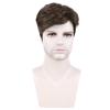 BECUS Mens Wig Short Brown Curly Synthetic Hair Natural Looking Style view 2