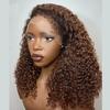 oulaer Kinky Curly Lace Front Wig Human Hair with Curly Baby Hair 4C Kinky Edges Ombre Honey Blonde Deep Wave 13x6 HD Transparent Lace Frontal Wig Pre Plucked Bleached Knots 150% Density 22Inch view 1
