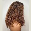 oulaer Kinky Curly Lace Front Wig Human Hair with Curly Baby Hair 4C Kinky Edges Ombre Honey Blonde Deep Wave 13x6 HD Transparent Lace Frontal Wig Pre Plucked Bleached Knots 150% Density 22Inch view 3