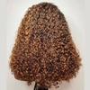 oulaer Kinky Curly Lace Front Wig Human Hair with Curly Baby Hair 4C Kinky Edges Ombre Honey Blonde Deep Wave 13x6 HD Transparent Lace Frontal Wig Pre Plucked Bleached Knots 150% Density 22Inch view 4