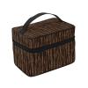 XBubupX Oak Bark Texture Dark Brown Vertical Makeup Train Case Carrying Portable Zip Travel Cosmetic Brush Bag Large Organizer For Women view 2