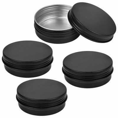 2 Pack Round Lip Balm Tin, 1 oz Small Tin Cans with Screw for Travel Cosmetic Sample Container (2, 2 oz)