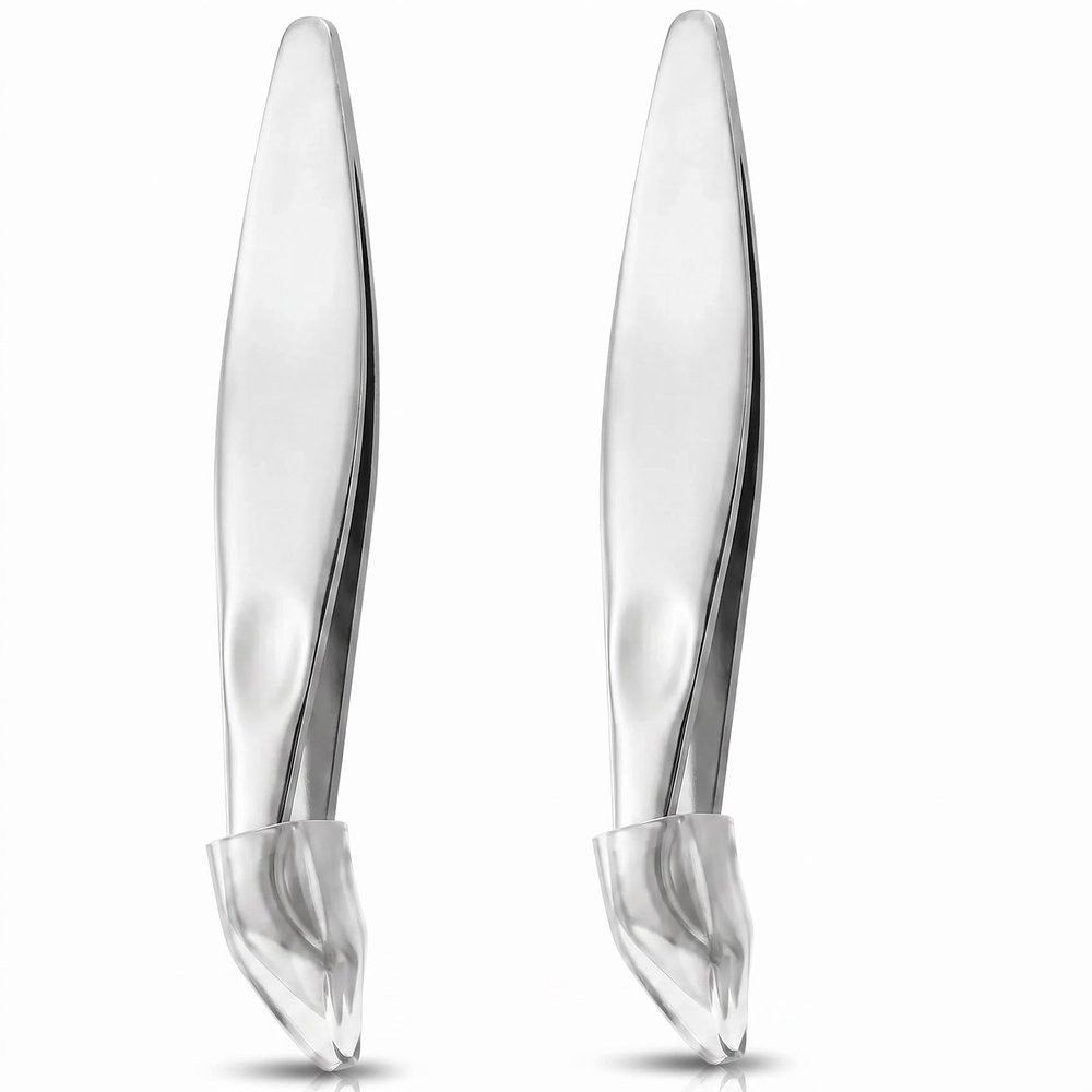 Elegaperma 2pcs Mini Cuticle Trimmer, Stainless Steel Cuticle Tweezers, Clipper Cuticle Trimmer Tweezers for Finger Toe Dead Skin Remove (Vertical)