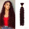Boho Hair for Braiding Human Hair - 40G 1 Bundle/Pack Red Burgundy #99J, Wet and Wavy, No Weft, Full, Deep Wave 12A Unprocessed Brazilian Virgin Curly Human Braiding Hair for Knotless Braids view 1
