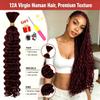 Boho Hair for Braiding Human Hair - 40G 1 Bundle/Pack Red Burgundy #99J, Wet and Wavy, No Weft, Full, Deep Wave 12A Unprocessed Brazilian Virgin Curly Human Braiding Hair for Knotless Braids view 2