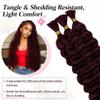 Boho Hair for Braiding Human Hair - 40G 1 Bundle/Pack Red Burgundy #99J, Wet and Wavy, No Weft, Full, Deep Wave 12A Unprocessed Brazilian Virgin Curly Human Braiding Hair for Knotless Braids view 3
