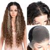 Style Icon 13x6 Lace Front Wig 30 Inch Long Curly Water Wave Style Highlight Ombre Brown Synthetic Hair Free Part Wigs for Daily Wear Cosplay(30", TTHL4/30F/613F) view 1