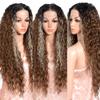 Style Icon 13x6 Lace Front Wig 30 Inch Long Curly Water Wave Style Highlight Ombre Brown Synthetic Hair Free Part Wigs for Daily Wear Cosplay(30", TTHL4/30F/613F) view 3