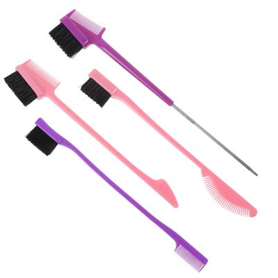 CONGARTENO 4pcs Dual-ended Eyebrow and Eyelash Brush Set with Comb and Spoolie, Multi-function Makeup Grooming Tools for Women, Portable Eye Brow Styling Brushes Random Color