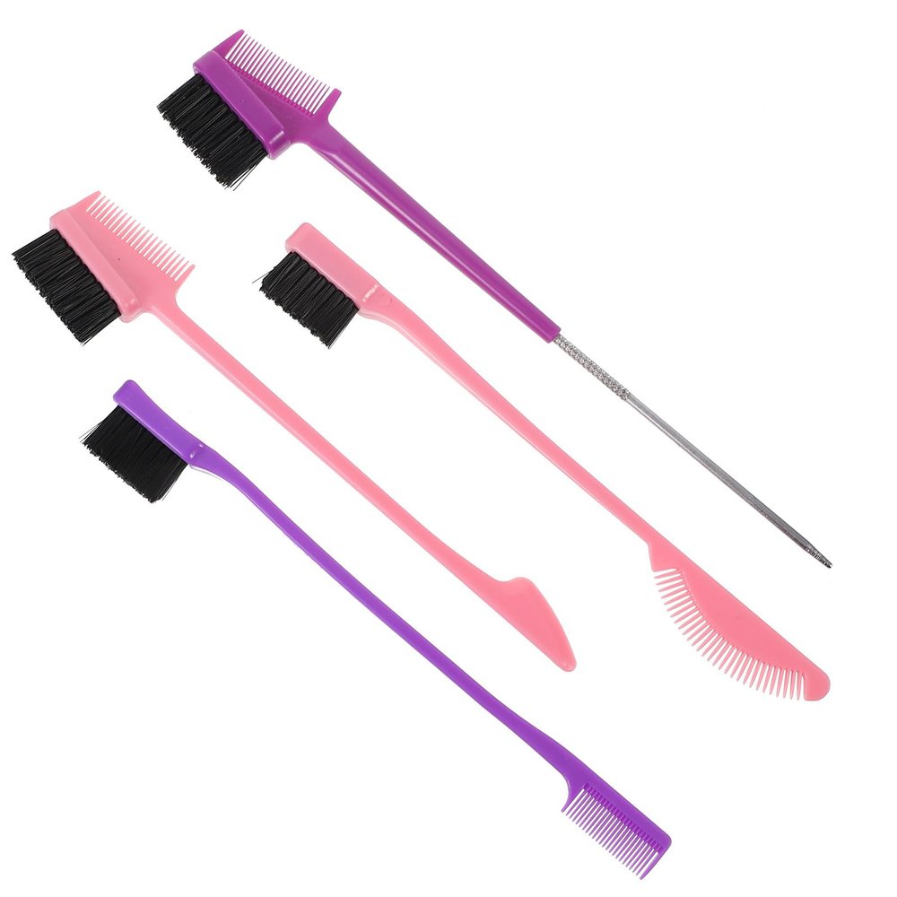 CONGARTENO 4pcs Dual-ended Eyebrow and Eyelash Brush Set with Comb and Spoolie, Multi-function Makeup Grooming Tools for Women, Portable Eye Brow Styling Brushes Random Color