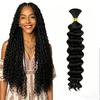 Boho Hair for Braiding Human Hair - 40G 1 Bundle/Pack Natural Black, Wet and Wavy, No Weft, Full, Deep Wave 12A Unprocessed Brazilian Virgin Curly Human Braiding Hair for Knotless Braids view 1