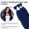 Boho Hair for Braiding Human Hair - 120G 3 Bundles/Pack Blue, Wet and Wavy, No Weft, Full, Deep Wave 12A Unprocessed Brazilian Virgin Curly Human Braiding Hair for Knotless Braids view 3