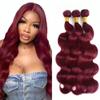 LYKELTA 99J Burgundy Body Wave Human Hair Bundles Unprocessed Brazilian Virgin Remy Hair 3 Bundles 16 18 20 Inch Double Weft Soft No Frizz Strong Hair Easy Style view 1