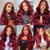 LYKELTA 99J Burgundy Body Wave Human Hair Bundles Unprocessed Brazilian Virgin Remy Hair 3 Bundles 16 18 20 Inch Double Weft Soft No Frizz Strong Hair Easy Style view 2