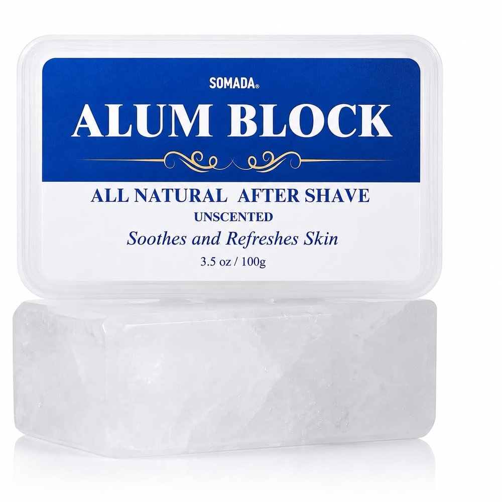 SOMADA Alum Block, Natural Aftershave Stone, 3.5oz/100g, 3-Pack
