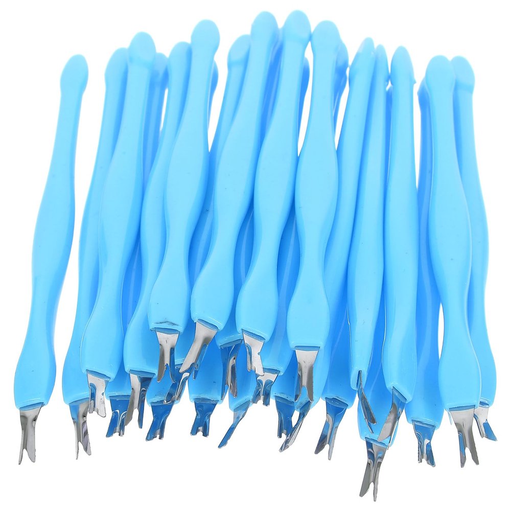 TOPPERFUN 24pcs Metal Cuticle Remover Fork and Nail Pusher Set V-shaped Dead Skin Trimmer Manicure Tool for Professional Nail Care and At-home Use