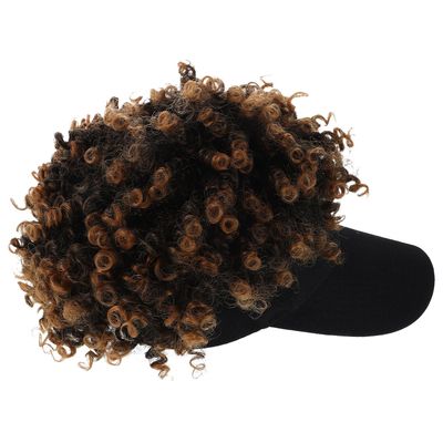 Hohopeti Afro Curly Wig Hat for Women Short Synthetic Wavy Hair Cap Realistic Black Afro Wigs Suitable for Daily Wear and Parties