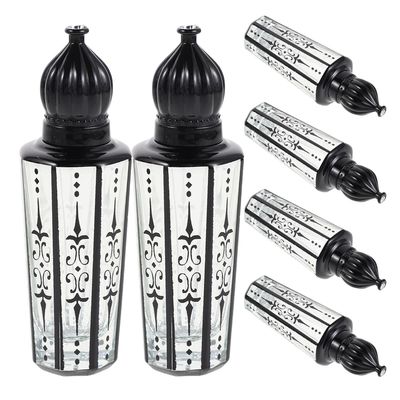 HAKIDZEL 6pcs 15ml Black Glass Roller Bottles for Essential Oils and Perfume, Refillable Travel Oil Roller Containers with Engraved Ball Applicator for Aromatherapy and Personal Care