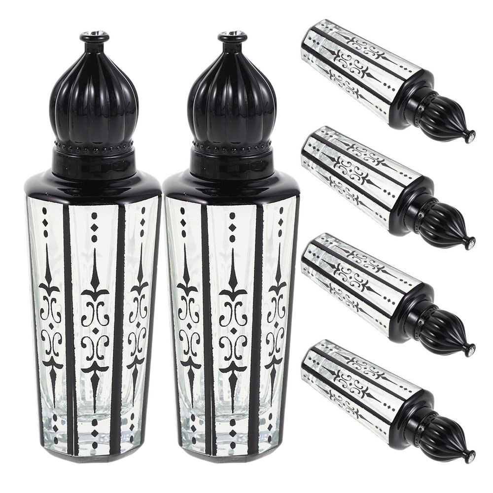 HAKIDZEL 6pcs 15ml Black Glass Roller Bottles for Essential Oils and Perfume, Refillable Travel Oil Roller Containers with Engraved Ball Applicator for Aromatherapy and Personal Care