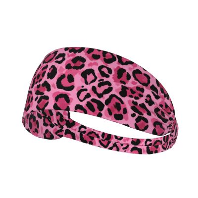 Pink Cheetah Leopard Print Headbands for Women Men Fashion Sweatbands Athletic Elastic Hairband for Hiking Cycling Running Yoga Football Workout Accessories