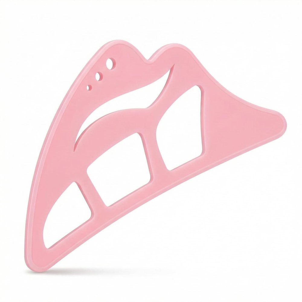 All-in-One Silicone Makeup Stencil Tool, Pink, Eyeliner Guide, Eyeshadow Aid, Lip Contouring and Mascara Shield