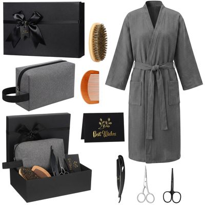 Twistover 9 Pcs Birthday Gifts for Men, Dad Beard Care Set, Grey