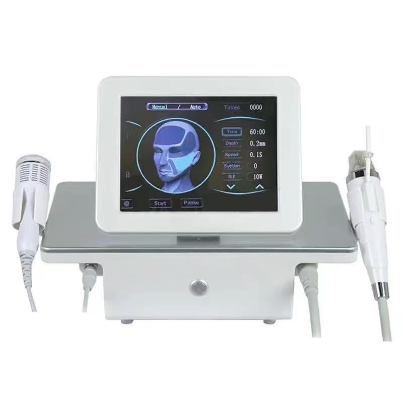 Dual Handle Desktop Facial Device with Multi Tip System, Adjustable Level Control Panel, Compact Tabletop Design for Studio Use (White)