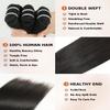 BEEOS 3 Straight Bundles Human Hair 18 20 22 Inch, #1 Jet Black Double Weft 100% Remy Human Hair Bundles for Black Women Sew In and Quick Weave, 95g x 3 view 3