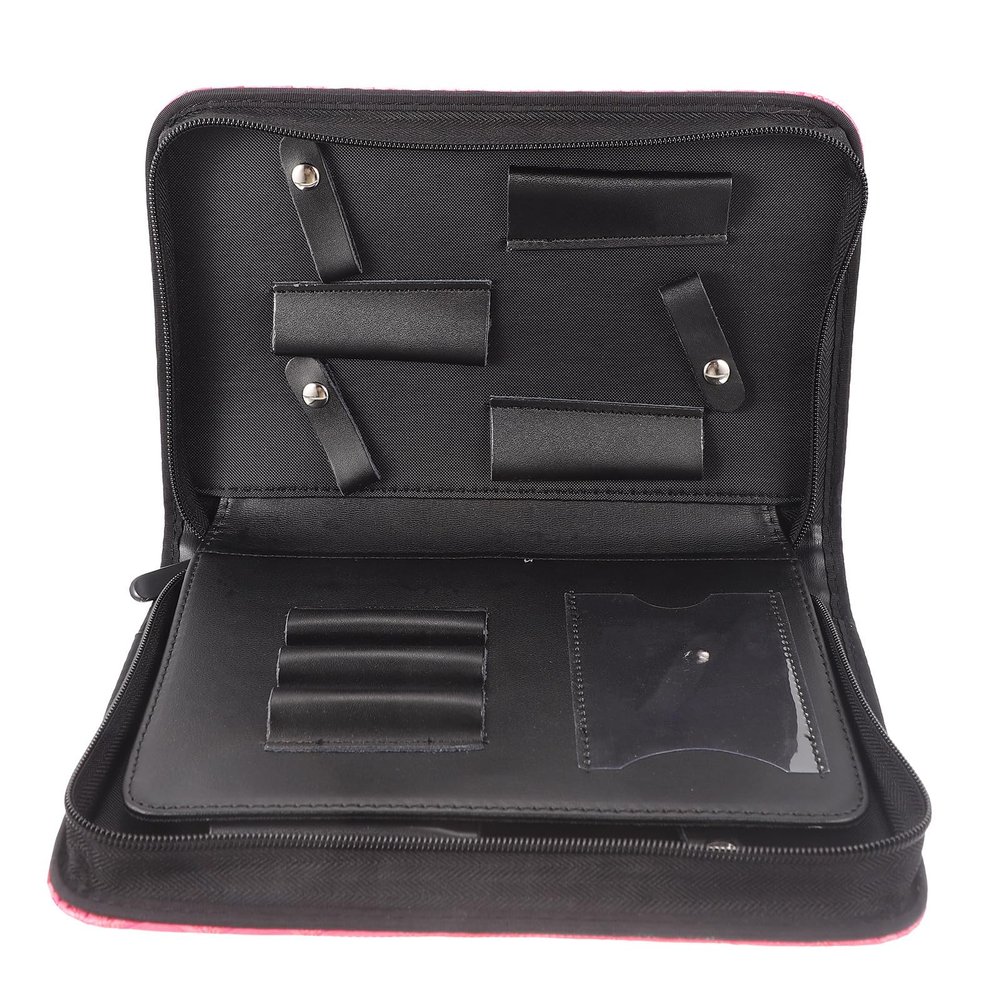 VOSAREA Hair Scissor Bag Diamond Quilted Pink Scissor Pouch with Zipper for Barbers Salon Tool Organizer