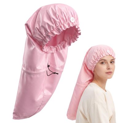 1 Pack Large Shower Caps for Braids Extra Long Waterproof Hair Bonnet for Women & Men, Reusable XL Bath Cap for Locs, Dreadlocks, Thick Curly Hair, Drawstring Adjustable (Pink)