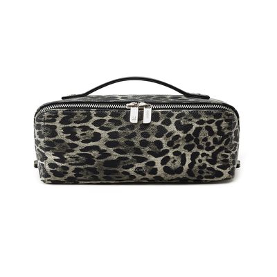 EACHY Travel Makeup Bag for Women, Flat Open Leopard Print Cosmetic Bag