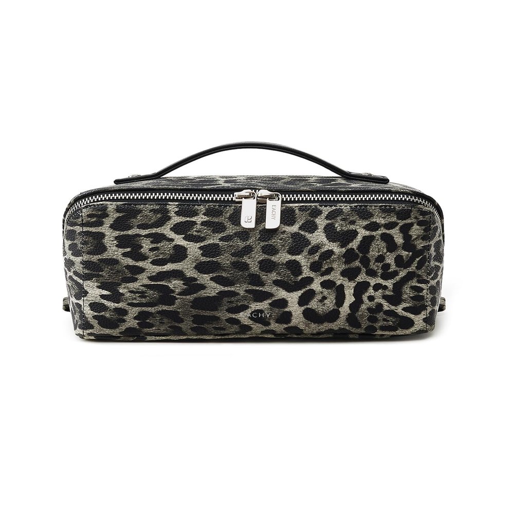 EACHY Travel Makeup Bag for Women, Flat Open Leopard Print Cosmetic Bag