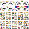 120+ PCS Rainbow Temporary Tattoos Waterproof, Pride Festival Face & Body Tattoo Stickers, LGBTQ Parade Accessories, Colorful Fake Tattoos for Women Men Pride Month Party Supplies view 1
