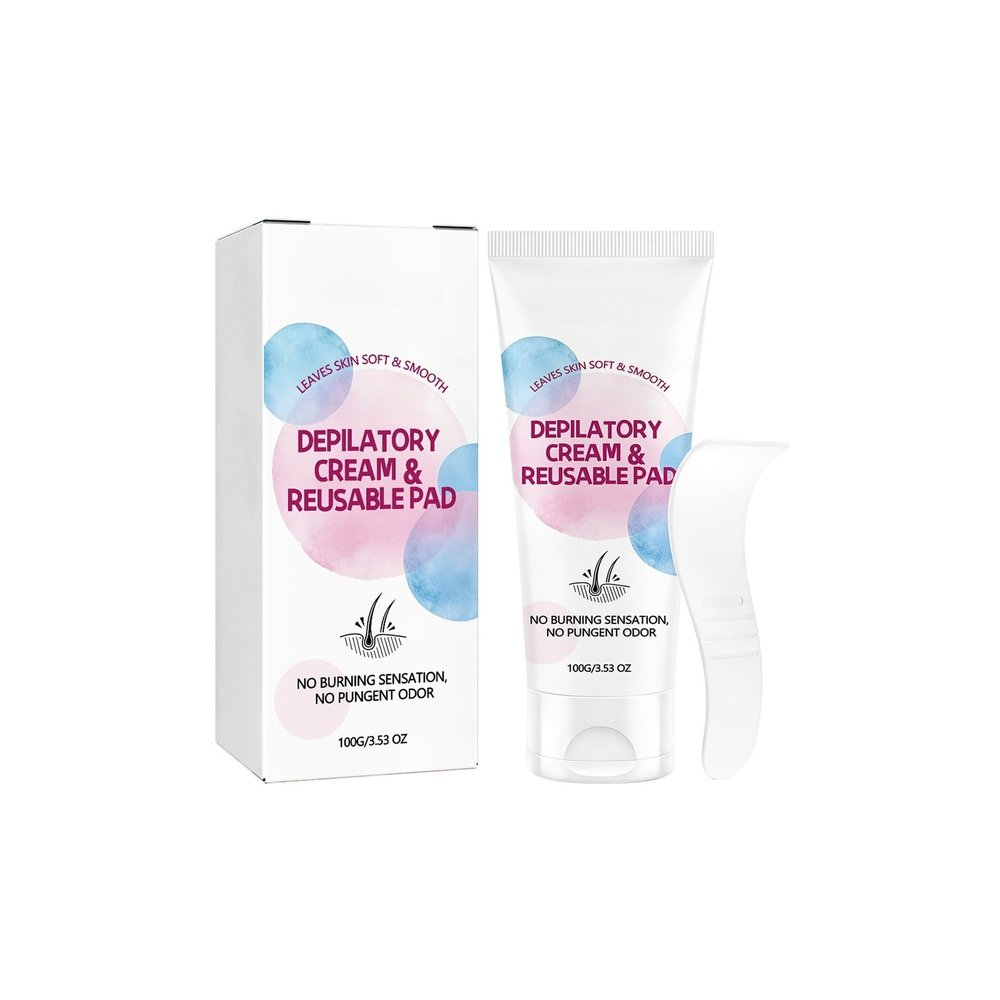 Gentle Hair Removal Cream, Low-Irritation, Moisturizing & Light-Scented, Easy To Use With Reusable Scraper For Body(3set)