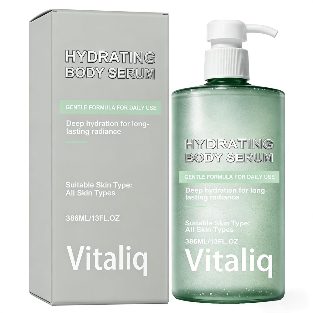 VITALIQ Hydrating Body Serum, Lightweight HA Moisturizer for Dry Skin and Crepey Arms,13 Fl Oz