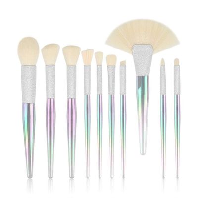10Pcs Colorful Makeup Brushes Set Crystal Conical Frosted Blush Brush Eyeliner Foundation Fan Face Eye Make Up