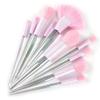 10Pcs Colorful Makeup Brushes Set Crystal Conical Frosted Blush Brush Eyeliner Foundation Fan Face Eye Make Up view 2