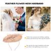 BIUDECO Floral Veil Hair Band Nude Pink Party Headwear Women Headdress Bridal Mesh Hair Accessory for Evening Dress view 3