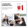 UKCOCO Pvc Hairdresser Scissor Pouch Waist Bag Large Bright Red Hair Shears Tool Organizer for Hairstylists Professional Scissors Storage for Salon Use view 3