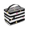BEIVGOXL Glitter Rainbow Polka Dot Stripe Black and White Printed Makeup Bag, Large Capacity Cosmetic Bag for Travel, Waterproof Makeup Organizer with Multiple Pockets (9x6.5x6.2 Inch),Toiletries view 2