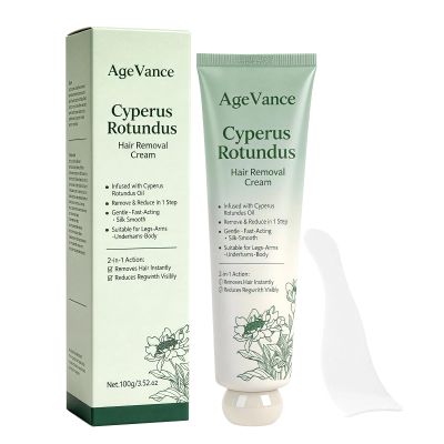 AgeVance Cyperus Rotundus Hair Removal Cream for Women, 2-in-1 Bare Basics Hair Removal Cream & Skin Moisturizer, Effective on Arms, Legs & Underarms,3.52 Oz