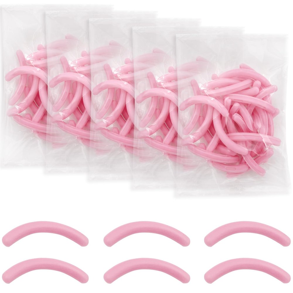 150PCS Pink Eyelash Curler Replacement Pads, Silicone Rubber Refills with Storage Box, Universal Fit Lash Curler Cushions