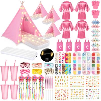 Chunm Slumber Party Teepee Tents Bulk, Complete, 4 Pink, 4 Set
