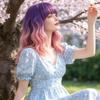 TCAIACT 14" Purple Ombre Light Pink Short Bob Wavy Curly Bangs Wig Air Bangs Shoulder Length Women's Charming Synthetic Wig for Cosplay Party Anime Costume+Wig Cap (Purple Ombre Light Pink) view 1