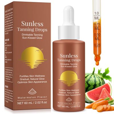 Tanning Drops To Drink,Drinkable Sunless Tanning Drops - Oral Drink Bronze Tanning drops for Face & Body - Enhancing Natural Skin Tone for All Skin