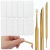 100/180 Grit Sandpaper Sheets Dual Ended Nail Cuticle Pusher, Cuticle File Stainless Steel Nail Pusher Russian Prep Nails Pushers Self-Adhesive Sandpaper for Manicure Pedicure Nails Care Tools, Gold view 1