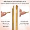 100/180 Grit Sandpaper Sheets Dual Ended Nail Cuticle Pusher, Cuticle File Stainless Steel Nail Pusher Russian Prep Nails Pushers Self-Adhesive Sandpaper for Manicure Pedicure Nails Care Tools, Gold view 4